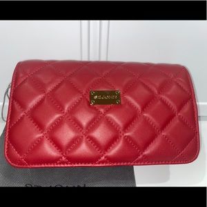 St John Knits Red Quilted Leather Cross Body Bag - NWT- MSRP $650.